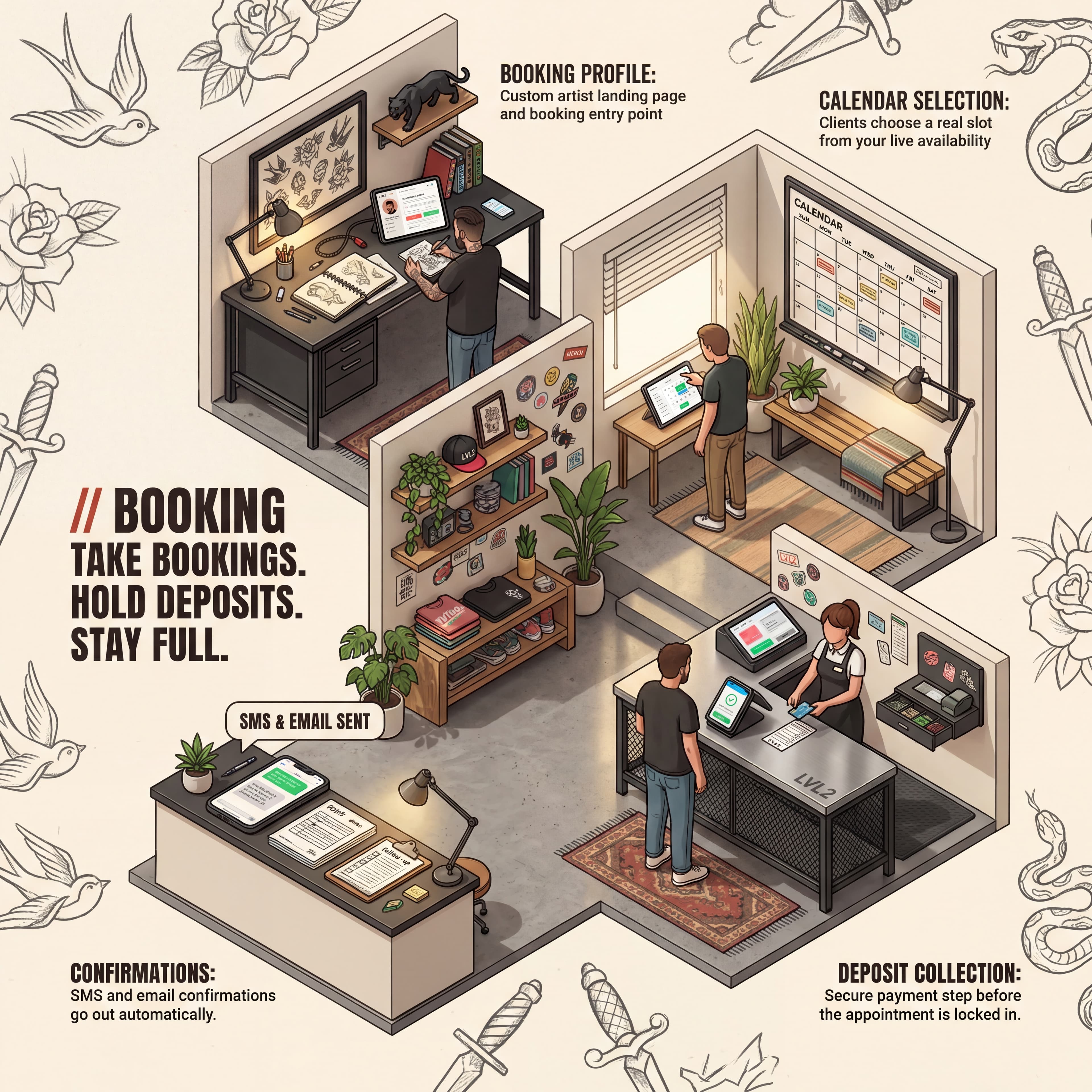 LVL2 online booking illustrated feature image